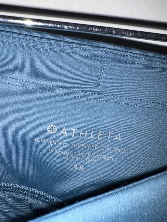 Athleta Run With It Textured 3.5" shorts Womens Size 1X Blue Teal - Picture 4 of 6